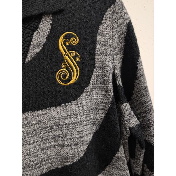 Hot Topic Wicked Elphaba Shiz University Waves Cardigan Sweater L Black Gray - Picture 2 of 5